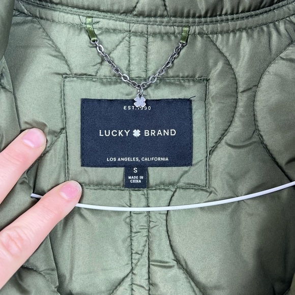 Lucky brand quilted puffer jacket size small army green - Picture 4 of 6